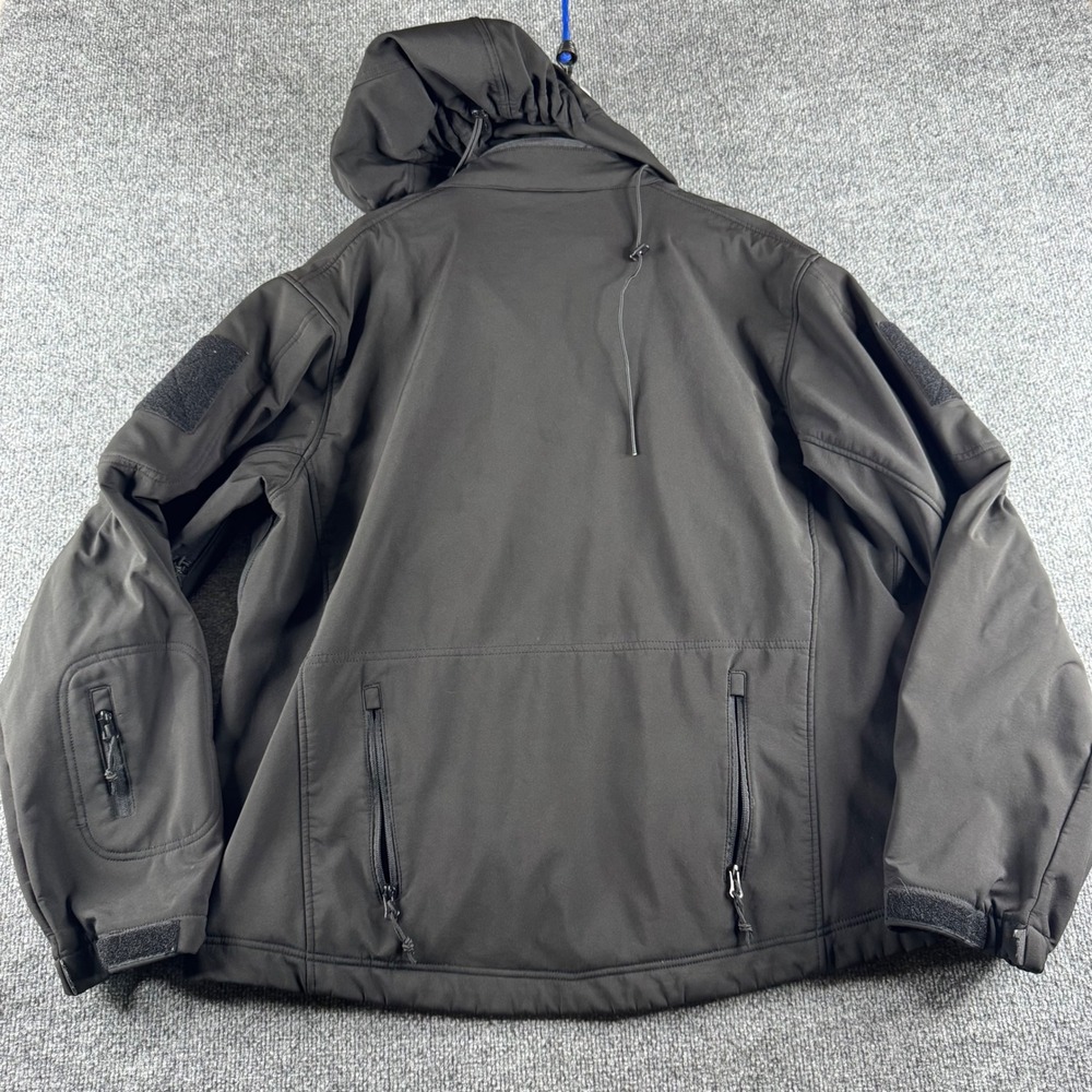Mens Tactical Softshell Jacket Black Fleece Lined Hooded Crossed Rifles Size XL - Picture 4 of 6